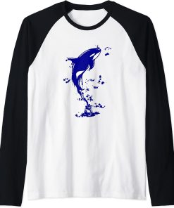 orcas whale orca Artist animal motif Raglan Baseball Tee