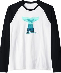 Whale Tail in Waves | Orca Ocean Raglan Baseball Tee