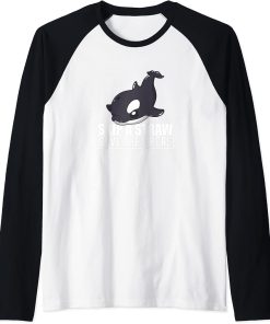 Skip A Straw Save The Orcas Tee Ocean Animal Whale Raglan Baseball Tee