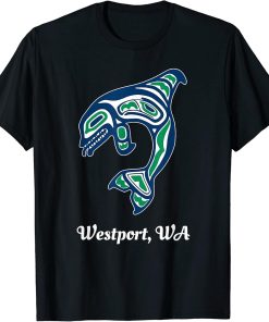 Blue Green Native American Westport WA Orca Killer Whale T-Shirt