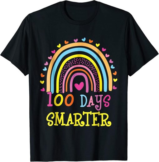 100th Day of School Teacher - 100 days smarter rainbow T-Shirt