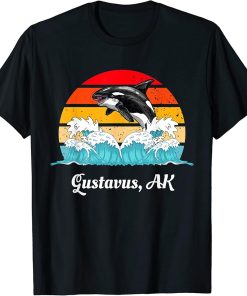 Vintage Gustavus AK Distressed Orca Killer Whale Art T-Shirt