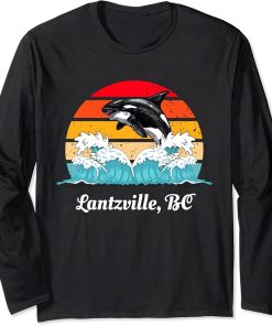 Vintage Lantzville BC Distressed Orca Killer Whale Art Long Sleeve T-Shirt